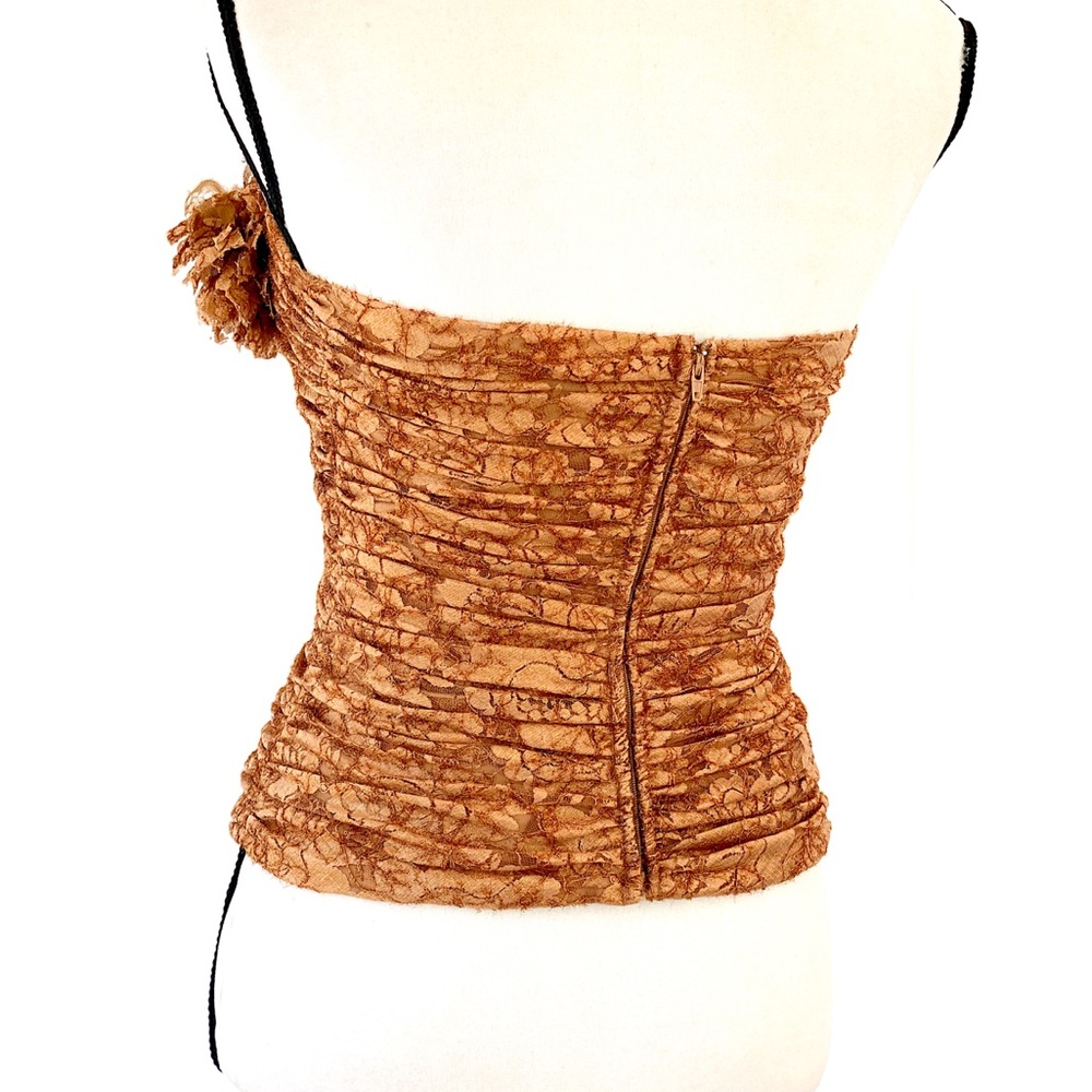 Lillie Rubin Strapless lace metallic gold top sz 4 - Picture 3 of 4